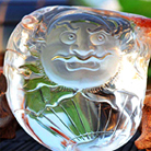 紅兔毛俏色白水晶鐘馗納福吊墜